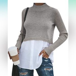 Ribbed 2 in 1 button down sweater